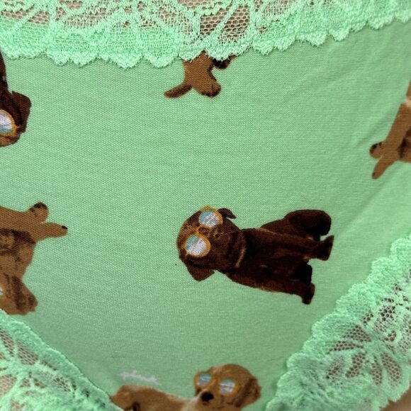 Victoria's Secret PINK Lace Trim Cheekster Panty Panties Size XXL Green Puppies - Picture 3 of 8
